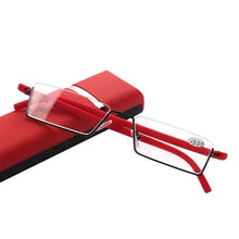 Load image into Gallery viewer, Metal Anti Blue Light Reading Glasses Men Half Frame Prescription Eyeglasses Male  Eyewear With Case For Men And Women Unisex Stylish Eyeglasses Glasses Clear Lens +1.75
