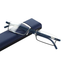 Load image into Gallery viewer, Metal Anti Blue Light Reading Glasses Men Half Frame Prescription Eyeglasses Male  Eyewear With Case For Men And Women Unisex Stylish Eyeglasses Glasses Clear Lens +1.75
