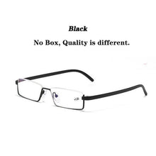 Load image into Gallery viewer, Metal Anti Blue Light Reading Glasses Men Half Frame Prescription Eyeglasses Male  Eyewear With Case For Men And Women Unisex Stylish Eyeglasses Glasses Clear Lens +1.75
