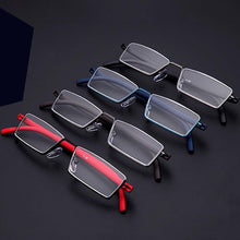 Load image into Gallery viewer, Metal Anti Blue Light Reading Glasses Men Half Frame Prescription Eyeglasses Male  Eyewear With Case For Men And Women Unisex Stylish Eyeglasses Glasses Clear Lens +1.75

