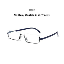 Load image into Gallery viewer, Metal Anti Blue Light Reading Glasses Men Half Frame Prescription Eyeglasses Male  Eyewear With Case For Men And Women Unisex Stylish Eyeglasses Glasses Clear Lens +1.75
