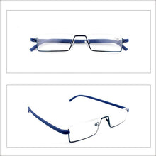 Load image into Gallery viewer, Metal Anti Blue Light Reading Glasses Men Half Frame Prescription Eyeglasses Male  Eyewear With Case For Men And Women Unisex Stylish Eyeglasses Glasses Clear Lens +1.75
