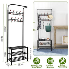 Load image into Gallery viewer, Metal Entryway Coat Shoe Rack
