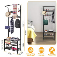 Load image into Gallery viewer, Metal Entryway Coat Shoe Rack
