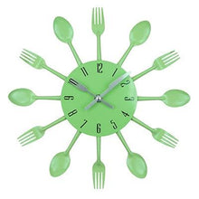 Load image into Gallery viewer, Metal Kitchen Wall Clock Creative  Kitchen Wall Clock 3D Modern Creative Kitchen Cutlery Spoon Fork Time Like Wall Clock Wall Sticker Room Home Decoration Quartz Wall Art Cutlery Mounted Clocks Modern Design Home Decorative
