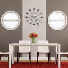 Load image into Gallery viewer, Metal Kitchen Wall Clock Creative  Kitchen Wall Clock 3D Modern Creative Kitchen Cutlery Spoon Fork Time Like Wall Clock Wall Sticker Room Home Decoration Quartz Wall Art Cutlery Mounted Clocks Modern Design Home Decorative
