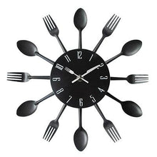 Load image into Gallery viewer, Metal Kitchen Wall Clock Creative  Kitchen Wall Clock 3D Modern Creative Kitchen Cutlery Spoon Fork Time Like Wall Clock Wall Sticker Room Home Decoration Quartz Wall Art Cutlery Mounted Clocks Modern Design Home Decorative

