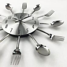 Load image into Gallery viewer, Metal Kitchen Wall Clock Creative  Kitchen Wall Clock 3D Modern Creative Kitchen Cutlery Spoon Fork Time Like Wall Clock Wall Sticker Room Home Decoration Quartz Wall Art Cutlery Mounted Clocks Modern Design Home Decorative
