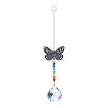 Load image into Gallery viewer, Metallic Hoop Moon Sun Catcher Hanging Crystal Pendant Chandelier Lamps Light Crystals Glass Pendants Light Rainbow Maker Wind Chime Hanging Drop Gift of Good Luck Garden Decor Hanging Ornament For Home Decoration
