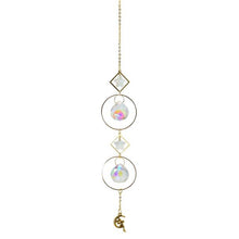 Load image into Gallery viewer, Metallic Hoop Moon Sun Catcher Hanging Crystal Pendant Chandelier Lamps Light Crystals Glass Pendants Light Rainbow Maker Wind Chime Hanging Drop Gift of Good Luck Garden Decor Hanging Ornament For Home Decoration
