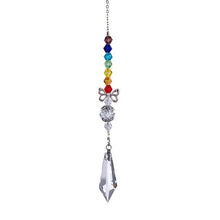 Load image into Gallery viewer, Metallic Hoop Moon Sun Catcher Hanging Crystal Pendant Chandelier Lamps Light Crystals Glass Pendants Light Rainbow Maker Wind Chime Hanging Drop Gift of Good Luck Garden Decor Hanging Ornament For Home Decoration
