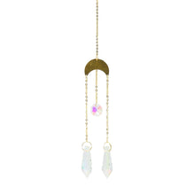 Load image into Gallery viewer, Metallic Hoop Moon Sun Wind Chimes Crystals Sun-catcher Ornament With Chakra Energy K9 Crystal Ball Prisms Hanging Rainbow Chaser Window Curtains Pendant Home Decor Gifts
