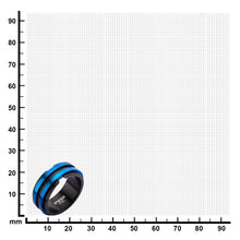 Load image into Gallery viewer, Mens Black  Blue IP Matte Layer Stainless Steel Ring
