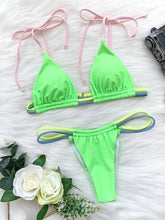 Load image into Gallery viewer, Micro Bikini Set For Women Black Blue Green Pink String Swimwear Women's Halter String Triangle Bikini Set Charming Swimwear Two Piece Swimsuit Women's Swimsuit Push Up Bathers Bathing Suit Bikinis
