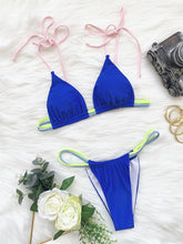 Load image into Gallery viewer, Micro Bikini Set For Women Black Blue Green Pink String Swimwear Women's Halter String Triangle Bikini Set Charming Swimwear Two Piece Swimsuit Women's Swimsuit Push Up Bathers Bathing Suit Bikinis
