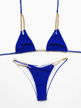 Load image into Gallery viewer, Mini Bikini Tie Dye Swimwear Women Metal Chain Patchwork Bathing suit Triangle Bikinis Women's Swimsuit Women Sparkle Glitter Swimwear Sequin Bikini Shiny String Bra Swimsuit Beach Wear
