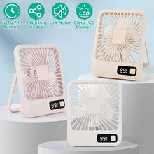 Load image into Gallery viewer, Mini Desktop Cooling Fan Rechargeable Battery Powered with LCD Display
