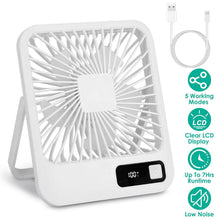 Load image into Gallery viewer, Mini Desktop Cooling Fan Rechargeable Battery Powered with LCD Display

