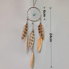 Load image into Gallery viewer, Mini Dream Catcher With Natural Feather Wind Chime Hanging Handmade Lace Feathers Bead Dream Catcher Wind Chimes Hanging Home Room Decoration Car Pendant Ornament Craft Dreamcatcher For Gift Memorial Festival Photography
