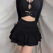 Load image into Gallery viewer, Mini Skirt Girls Sweet Black High Waist Pleated Skirt Cute Dark Lightweight Simple Design Skirts
