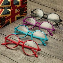 Load image into Gallery viewer, Mini Small Comfortable Round Reading Glasses Female Male Black Red Bendable Retro Ultra Light Hyperopia Frame +1.0 to +4.0
