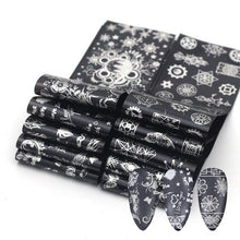 Load image into Gallery viewer, Mix Nail Art Transfer Foil Sticker Angles Decoration Nail Art Decals Design For Nails Wraps Follie Nail Foil Transfer Sticker Kit, Nail Art Decals Nail Foil Glass Paper Nail Decals Nail Wraps for Nail Art Decorations Supplies
