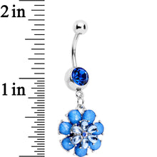 Load image into Gallery viewer, Blue Gem Bashful Blue Budding Flower Dangle Belly Ring
