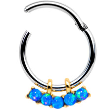 Load image into Gallery viewer, 16G 5/16 Blue Synthetic Opal Quintet Hinged Segment Ring
