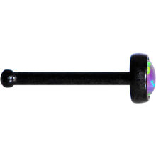 Load image into Gallery viewer, Purple 3mm Synthetic Opal Inlay Black Anodized Nose Bone
