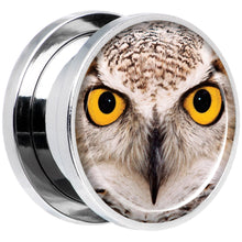 Load image into Gallery viewer, Full Color Owl Steel Screw Fit Plug Set 5/8
