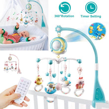 Load image into Gallery viewer, Mobile Star Projection Nursery Light Baby Rattle Toy with Music Box Remote Control
