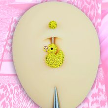 Load image into Gallery viewer, Sydney Belle Girlfriend Collection Yellow Pink CZ Gem Rubber Duck Ducky Belly Ring
