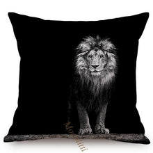 Load image into Gallery viewer, Modern Black And White Animals Portrait Photography Of Lion Zebra Elephant Tiger Pattern Sofa Pillow Cover Home Decor Square Cushions Cover 45x45cm
