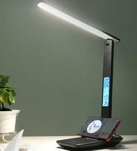Load image into Gallery viewer, Modern Business Led Office Desk Lamp Touch Dimmable Foldable With Calendar Temperature Alarm Clock table Reading Light Decorative Table Lamp Cute Study Lamps for Bedroom Décor
