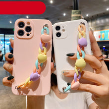 Load image into Gallery viewer, Modern Colorful Bracelet Phone Case For iPhone 11 12 13 Pro Max X XS XR 6 7 8 Plus 12 Mini Colorful Heart-Shaped Chain Silicone Cute Heart Chain Back Cover for iPhone 12 Pro Max Soft Silicone Back Cover
