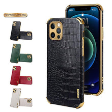 Load image into Gallery viewer, Modern Green Leather Case for iPhone 14 Pro Max Mini 13 11 Pro Max X XR XS Max 13 Mini Cases Luxury PU Leather Covers Luxury Cover Gold Edge  for Women Girls Slim Leather Elegant Iphone Protective Cover
