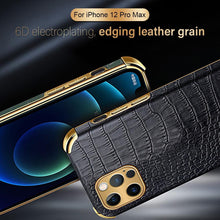 Load image into Gallery viewer, Modern Green Leather Case for iPhone 14 Pro Max Mini 13 11 Pro Max X XR XS Max 13 Mini Cases Luxury PU Leather Covers Luxury Cover Gold Edge  for Women Girls Slim Leather Elegant Iphone Protective Cover
