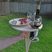 Load image into Gallery viewer, Modern Outdoor Portable Foldable Wood Wine Table With Round Desktop Mini Wooden Easy To Carry Rack Picnic Party Travel Tools Event Romantic Dinner Celebrations Outdoors
