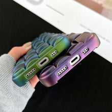 Load image into Gallery viewer, Modern Purple Green Phone Case For iPhone 13 14 Pro Max 11 12 Mini XS XR X 7 8 14 Plus Soft Shockproof Cover Bumper  Cute 3D Design Soft Silicone Shockproof Raised Bumper Corner Case for iPhone
