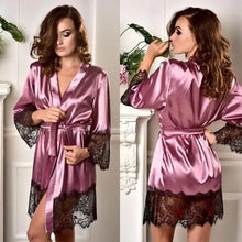 Load image into Gallery viewer, Modern Silk Bathrobe For Women Elegant Soft Silk Nightwear Unique  V-Neck Short Women's Fashion Bathrobes

