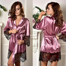 Load image into Gallery viewer, Modern Silk Bathrobe For Women Elegant Soft Silk Nightwear Unique  V-Neck Short Women's Fashion Bathrobes

