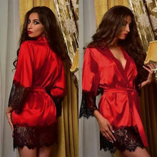 Load image into Gallery viewer, Modern Silk Bathrobe For Women Elegant Soft Silk Nightwear Unique  V-Neck Short Women's Fashion Bathrobes
