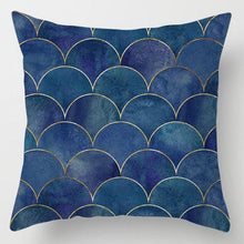Load image into Gallery viewer, Modern Simple Blue Geometric Pillow Cover Home Sofa Decorative Blue Sea Texture Cotton Linen Cushion Home Decorative Pillow Case 45x45cm
