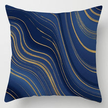 Load image into Gallery viewer, Modern Simple Blue Geometric Pillow Cover Home Sofa Decorative Blue Sea Texture Cotton Linen Cushion Home Decorative Pillow Case 45x45cm
