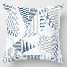 Load image into Gallery viewer, Modern Simple Blue Geometric Pillow Cover Home Sofa Decorative Blue Sea Texture Cotton Linen Cushion Home Decorative Pillow Case 45x45cm
