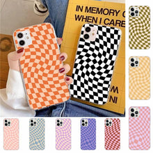 Load image into Gallery viewer, Modern Unique Design Checkers Phone Case for iPhone 11 12 13 Mini Pro Max Case Black And White Checkerboard Pattern Case Stylish Case For Girls
