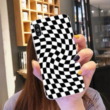 Load image into Gallery viewer, Modern Unique Design Checkers Phone Case for iPhone 11 12 13 Mini Pro Max Case Black And White Checkerboard Pattern Case Stylish Case For Girls
