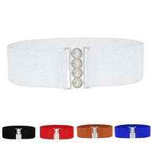 Load image into Gallery viewer, Modern Wide Fabric Strap Silver Metal Buckle Belts For Women Trendy Fashion Stretchable Classic Belts
