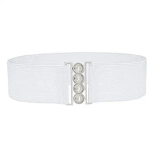Load image into Gallery viewer, Modern Wide Fabric Strap Silver Metal Buckle Belts For Women Trendy Fashion Stretchable Classic Belts
