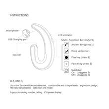 Load image into Gallery viewer, Modern Wireless Bluetooth Headphone Single Earphone Earbuds Exquisite Headset Wireless  Bone Conduction Earphones Business Earbuds Bluetooth 4.1 Headphones Over Ear Hooks Handsfree Bone Conduction Earphones Headphones With Microphone
